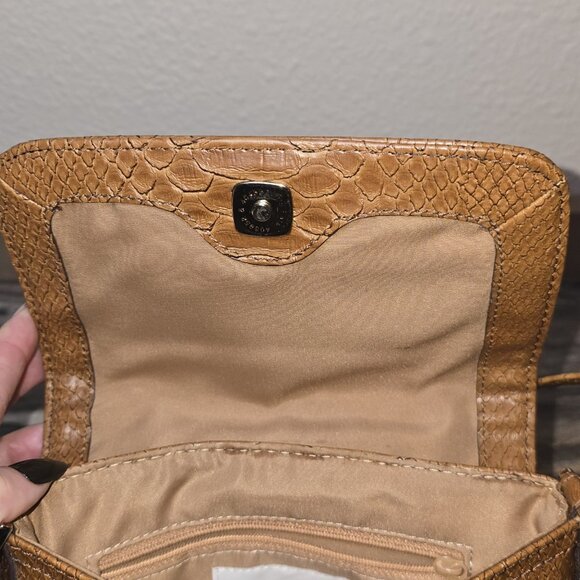 Liz Claiborne Faux Python Crossbody Bag Tan Snake Embossed Shoulder Purse... - Picture 7 of 7